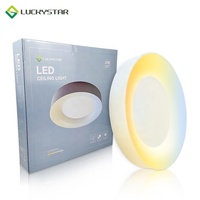 Lámpara de techo redonda con luces LED, luz ambiental colorida RGB con Control por aplicación para dormitorio, sala de estar, baño y cocina, accesorios