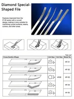 Ensemble de 5 limes diamantées à tranchant de couteau HF-50, 100 #   Grit pour les zones difficiles d'accès comme les arcs, les coutures et les coins, personnalisable