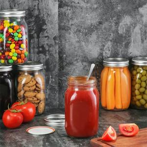 Custom Clear 8 <strong>oz</strong> 16 <strong>oz</strong> <strong>32</strong> <strong>oz</strong> Empty Wide Mouth Glass <strong>Mason</strong> <strong>Jar</strong> with Lids for Kitchen Food Storage Canning Classic Design - Product Image 1