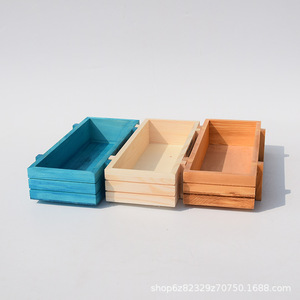 Wooden Miniature <b>Succulent</b> <b>Pots</b> Rectangular Planting Boxes Vintage Distressed Desktop Green Plant Box Indoor Use - Product Image 4