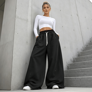 <b>Wholesale</b> Manufacturer Highquality Quality Oversized <b>Sweatpants</b> Double Waist Blank <b>Flare</b> Straight Leg <b>Sweatpants</b> - Product Image 4