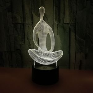 Lampe de nuit LED <span class=keywords><strong>3D</strong></span> en acrylique colorée avec design craquelé, effet stéréoscopique, pour <span class=keywords><strong>cuisine</strong></span>, thème Yoga et Méditation - Product Image 3