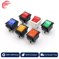 Vente directe usine FUGANG KCD4 Interrupteur à bascule 20A Contact Cuivre-Argent Bouton d'alimentation DPDT Quatre broches Lumineux Six broches