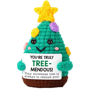 Adorable Crochet Christmas Trees and Small Animals Fun Maternity Gifts-Hand Knitted in Cotton Positive Card Included