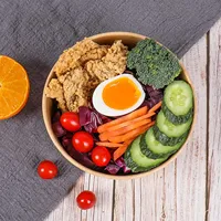 Kraftpapieren ronde saladekommen, diverse maten, met PE deksels, wegwerp voedselcontainers voor fruitsalade afhaal