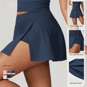Set Yoga Senza Cuciture, Set Yoga Modellante Senza Cuciture, Leggings a Zampa per <span class=keywords><strong>Donna</strong></span>, Completo Sportivo Due Pezzi, Gonna da Tennis con Pantaloncini Interni - Product Image 2