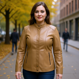 Giacca in Pelle HDJ Plus Size FP-75 per Donna, Cappotto Taglie Forti - Product Image 2