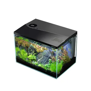 Cherlam ultraweißes Glas Aquarium kleines ökologisches Aquarium tischplatte wasserfrei Aquarium mit LED-Licht intelligenter kleiner Aquarium