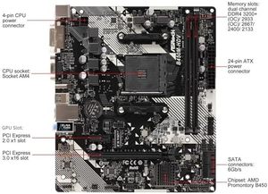 Tarjeta Madre B450 ATX R4.0 para Aplicaciones de Escritorio, Gráficos Integrados, Interfaz de Disco Duro, DDR4, Socket AM4 - Product Image 3