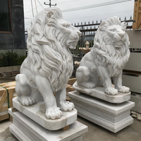 Statues de lions en marbre de grande taille, blanches, pour l'extérieur, à vendre
