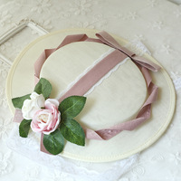 Sombrero de Pelo Sintético Estilo Lolita con Flores, Elegante para Uso Diario, Bonete para el Sol, Hilo de Cáñamo Simulado, Accesorios para el Cabello de Mujer, Ideal para Cosplay