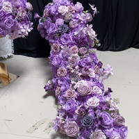 Décorations de table pour mariage RHD, boules de fleurs artificielles décoratives, boules de fleurs en soie rose violette