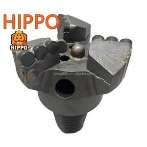 HIPPO High Wear Resistance Reg Api 2 3/8" Male Thread 1308 Flat Cutter 3 Wings Concave 127 Mm Bit Pdc
