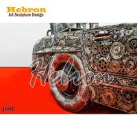 Sculpture de véhicule en acier inoxydable miroir grandeur nature, personnalisée en usine, modèle 3D de voiture et moto, artisanat d'extérieur tendance