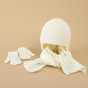 Ensemble de gants et écharpe en cachemire et cachemire unisexe de 3 pièces, ensemble de foulards et de bonnets côtelés doux pour garçons et filles - Product Image 6