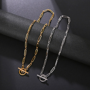 Collar de cadena grande de acero inoxidable con forma de bambú, Gargantilla Simple de 316L con <span class=keywords><strong>cierre</strong></span> de barra en T O Clip de palanca - Product Image 3