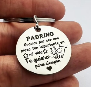 LLavero de acero inoxidable, llavero de madrina y <span class=keywords><strong>padrino</strong></span>, <span class=keywords><strong>regalo</strong></span>, llavero creativo divertido con hebilla de llave, <span class=keywords><strong>regalo</strong></span> de Navidad - Product Image 1