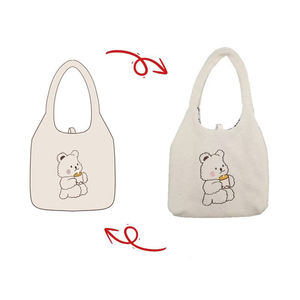 Bolsa de Felpa Personalizada de Alta Calidad 2026, Bolsa de Mano de Lona con Lana de Cordero, Logotipo Personalizado, Diseño Animal - Product Image 1