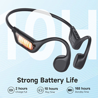 Écouteurs sans fil à conduction osseuse LOBKIN Bluetrum Chipset V5.4 LED, batterie longue durée, IPX5, faible latence, pour le sport, à oreille ouverte, commande tactile