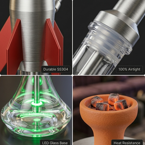 Juego Completo de Cachimbas Árabes Tipo Rocket con Luces LED para Bares <span class=keywords><strong>y</strong></span> Clubes - Product Image 4