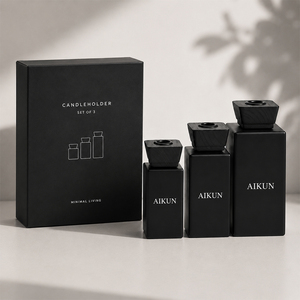 Aikun Matte Black Minimalist Reed Diffuser <b>Set</b> Of 3 With Gift Box For Home Hotel Table Decoration Fragrance Wholesale Supply - Product Image 1