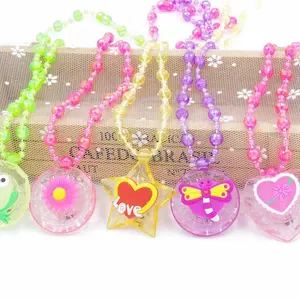 Hot sale luminous acrylic necklace led colorful flash children's toys wholesale pendant for school