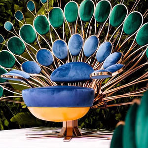 كرسي طاووس فردي بتصميم حديث على الطراز الاسكندنافي ، كرسي فاخر أصفر بتصميم مخملي مخملي لأثاث غرفة المعيشة - Product Image 6