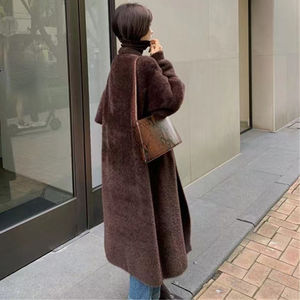 Cappotto maglione a maniche lunghe <span class=keywords><strong>bianco</strong></span> soffice stile clotcoreano caldo <span class=keywords><strong>Cardigan</strong></span> <span class=keywords><strong>lungo</strong></span> lavorato a maglia Vintage per donna 2025 vestiti invernali - Product Image 5