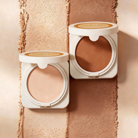 Poudre pressée mate, fond de teint correcteur, utilisable à sec et sous l'eau, contrôle du sébum, poudre fixatrice, maquillage du visage compact avec applicateur en houppette