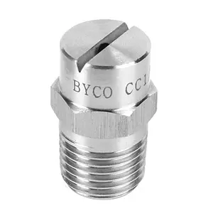 BYCO-boquilla de ventilador plano para lavado y limpieza, chorro de pulverización de agua de acero inoxidable Ss/brassc Uni Vee, 1/8 ", 1/4" y 3/8"