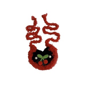 Bavoir en tricot pour animaux de compagnie en polyester fait à la main, style dessin animé mignon, motif floral, peluche confortable, accessoires pour poupées - Product Image 5