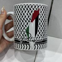 Souvenir de Palestine, style arabe, tasses en céramique de 11 oz avec motif Kufiya Palestine, sublimation