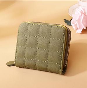 Portefeuille mini zippé pour femme, petit sac à main en cuir PU avec fermeture à rabat, doublure en polyester, motif logo, pour filles - Product Image 2