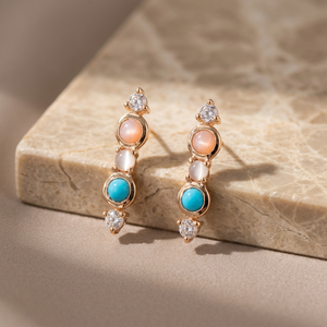 ต่างหูทรงหยดน้ำคลาสสิกประดับโทแพซชุบทอง 14K เงินแท้ 925 - Product Image 3