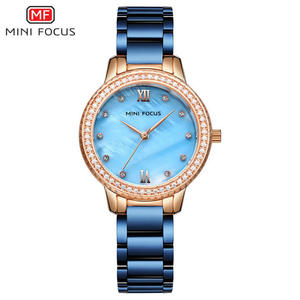 <span class=keywords><strong>Reloj</strong></span> de Cuarzo <span class=keywords><strong>MINI</strong></span> <span class=keywords><strong>FOCUS</strong></span> 0226 Elegante Azul para <span class=keywords><strong>Mujer</strong></span>, Correa de Acero Inoxidable, Diamantes, Resistente al Agua, Estilo Casual y Sencillo - Product Image 1