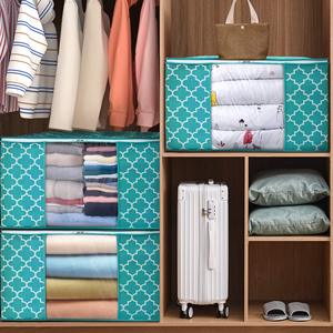 Non-woven Fabric 100L <b>Foldable</b> Storage <b>Bag</b> Organizer with Reinforced Handle Clear Window Sturdy Zippers - Product Image 3