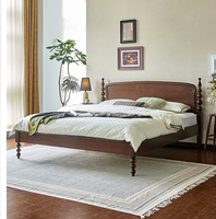 Lit en bois massif de frêne de style campagnard français, tête de lit en placage de bois de frêne, plusieurs options de taille et de couleur, pour chambre à coucher