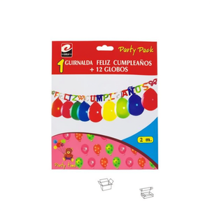 Party Pack Guirnalda Feliz Cumpleaos 2 M With 12 Balloons For Birthday Celebration - Product Image 1