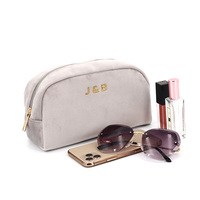 Logo personnalisé fermeture à Glissière Cosmétique Maquillage Trousse De Toilette Pochette Sac Femme Velours Bijoux Peau Peur Maquillage Organisateur Sac D'emballage Cadeau