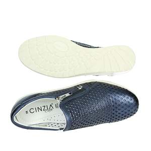 Cinzia Soft Chaussures de marche pour femmes IV119827 SS Bleu en cuir perforé avec semelle compensée confortable - Product Image 6