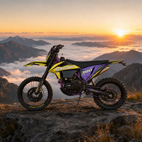 Moto tout-terrain professionnelle KR8 PR300 Enduro, refroidie par air, jaune et violette, pour adultes, avec livery de course.