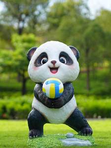 Escultura de <span class=keywords><strong>Panda</strong></span> de Dibujos Animados, Adorno de Animal de Fibra de Vidrio para Suelo, Hecho a Mano en China Continental, para Paisajismo de Parques al Aire Libre - Product Image 3