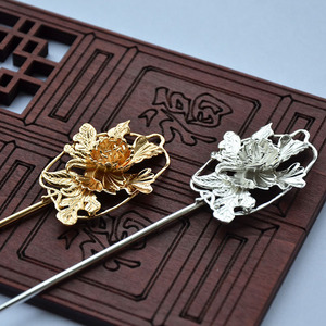 Pure Copper 180mm Three Dimensional Peony Hairpin Gold Silver Plating <b>Wedding</b> Hair <b>Accessory</b> - Product Image 3