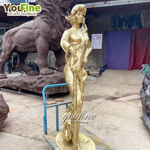 Sculpture de femme nue tenant une épée en bronze métallique, décoration intérieure et extérieure moderne grandeur nature - Product Image 3