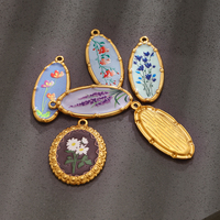 Collier Pendentif Fleur en Acier Inoxydable Plaqué Or Dreamshow avec Impression UV, Breloque Disque Floral, Bijou à Motif pour Femme