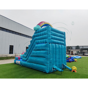 Château gonflable d'extérieur avec toboggan aquatique pour enfants, toboggan aquatique gonflable en PVC irisé Marshmallow, en vente - Product Image 6