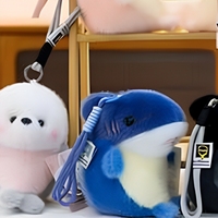 Porte-clés en peluche animaux marins : Dauphin, Requin, Orca, Phoque – Breloque de sac en peluche douce pour enfants