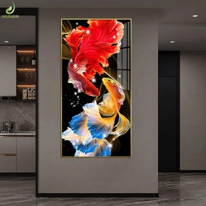 Cuadro Decorativo de Pared de Diseño Moderno para Vestíbulo, Pasillo o Corredor, con Peces Koi en Porcelana de Cristal - Product Image 6