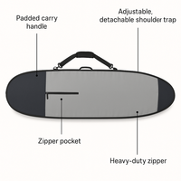 Sac de planche de surf longboard personnalisé léger et étanche et résistant aux UV portable avec protection rembourrée et bandoulière