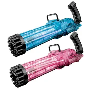 Sıcak satış kabarcık makinesi 8-hole otomatik kabarcık tabancaları çocuklar için oyuncak elektrikli atıcı Gatling yaz sabun su kabarcık makinesi